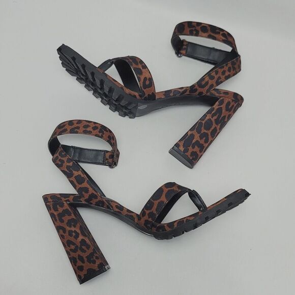 Jessica Simpson Kielne Animal Print Square Toe Ankle Strap Heel Sandals Size 9 - Picture 12 of 12